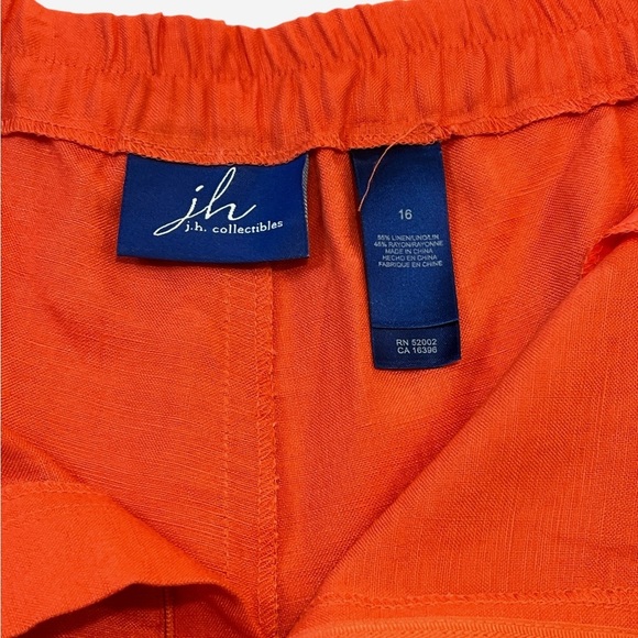 J.H. Collectibles Linen Blend Wide Leg Women’s Pants, Beautiful Orange, Size 16 - Picture 5 of 13